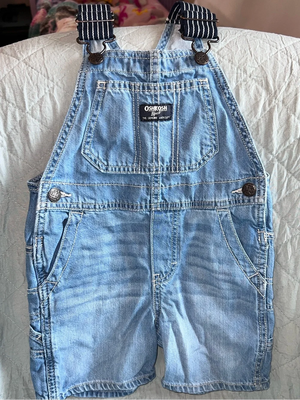 OshKosh B’gosh Denim Shortalls Overalls Toddler 3T Classic Blue